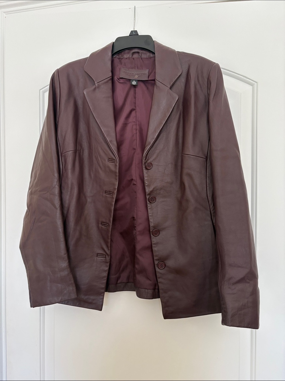 Jaclyn Smith Classic Women's Burgundy Leather Blazer Jacket